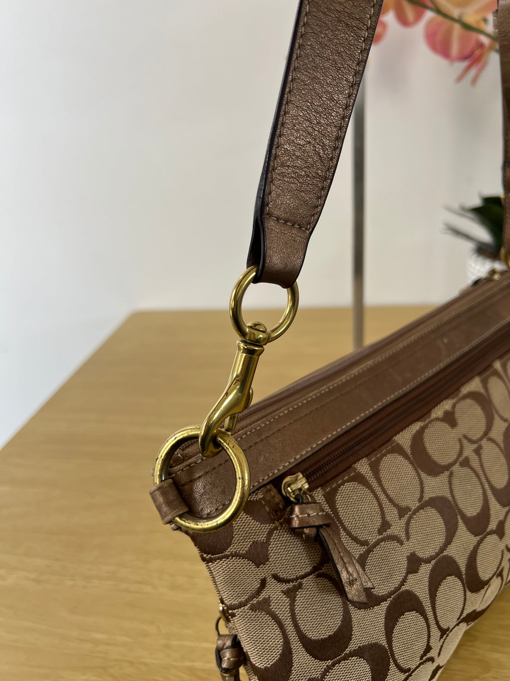 Coach Signature Double-Pocket Shoulder Bag