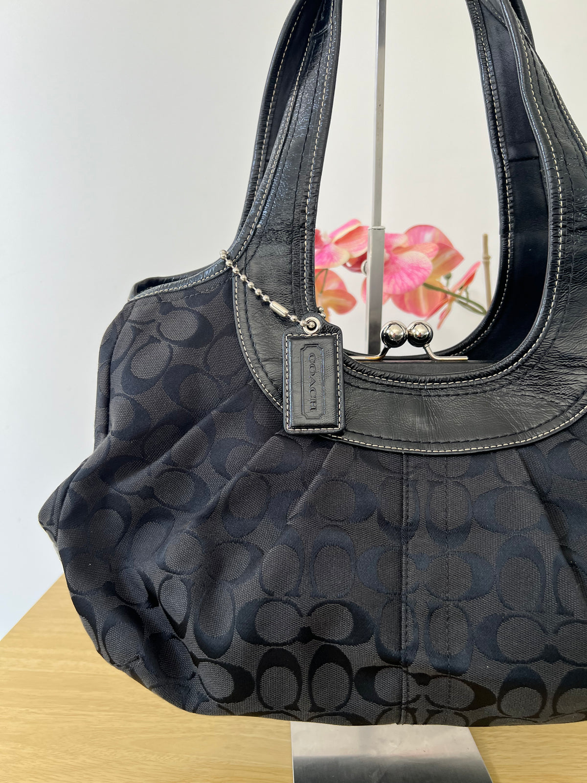 Coach Ergo Kisslock Signature Pleated Bag