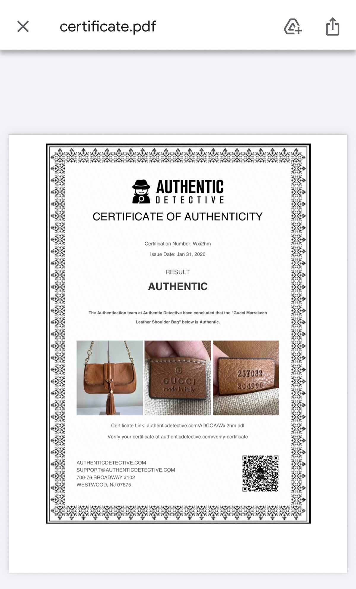 Authentic Gucci Marrakech Chain Shoulder Bag