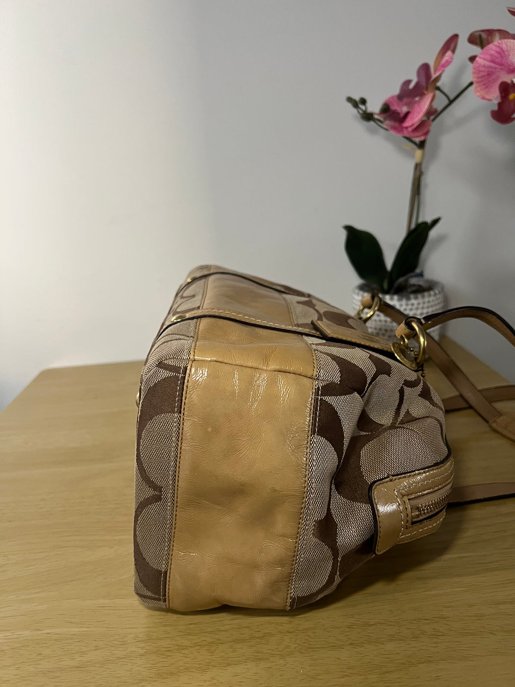 Coach Signature Canvas Satchel Shoulder Bag