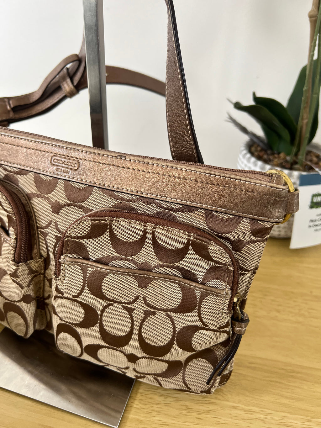 Coach Signature Double-Pocket Shoulder Bag