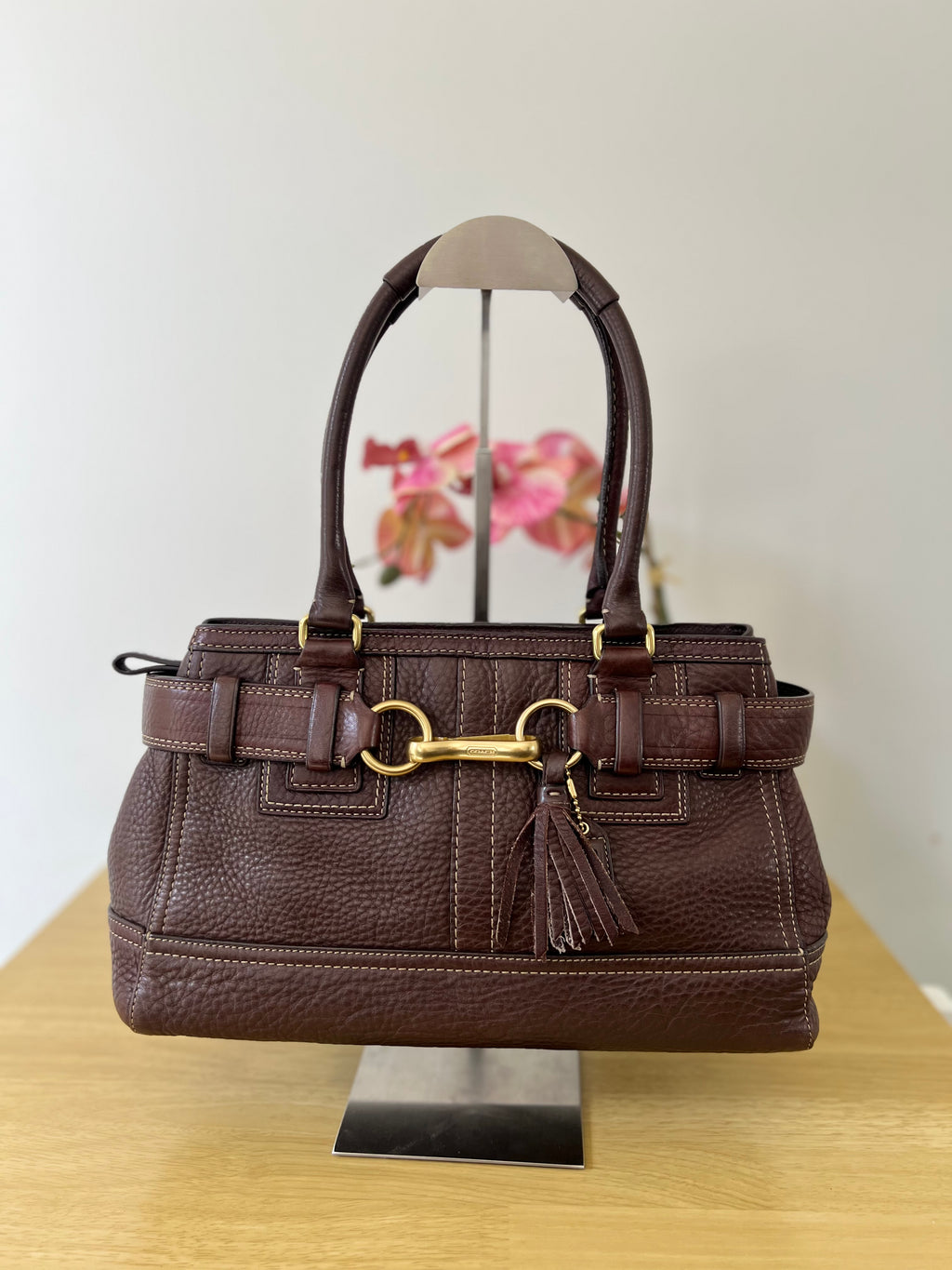Coach Hamptons Leather Shoulder Bag