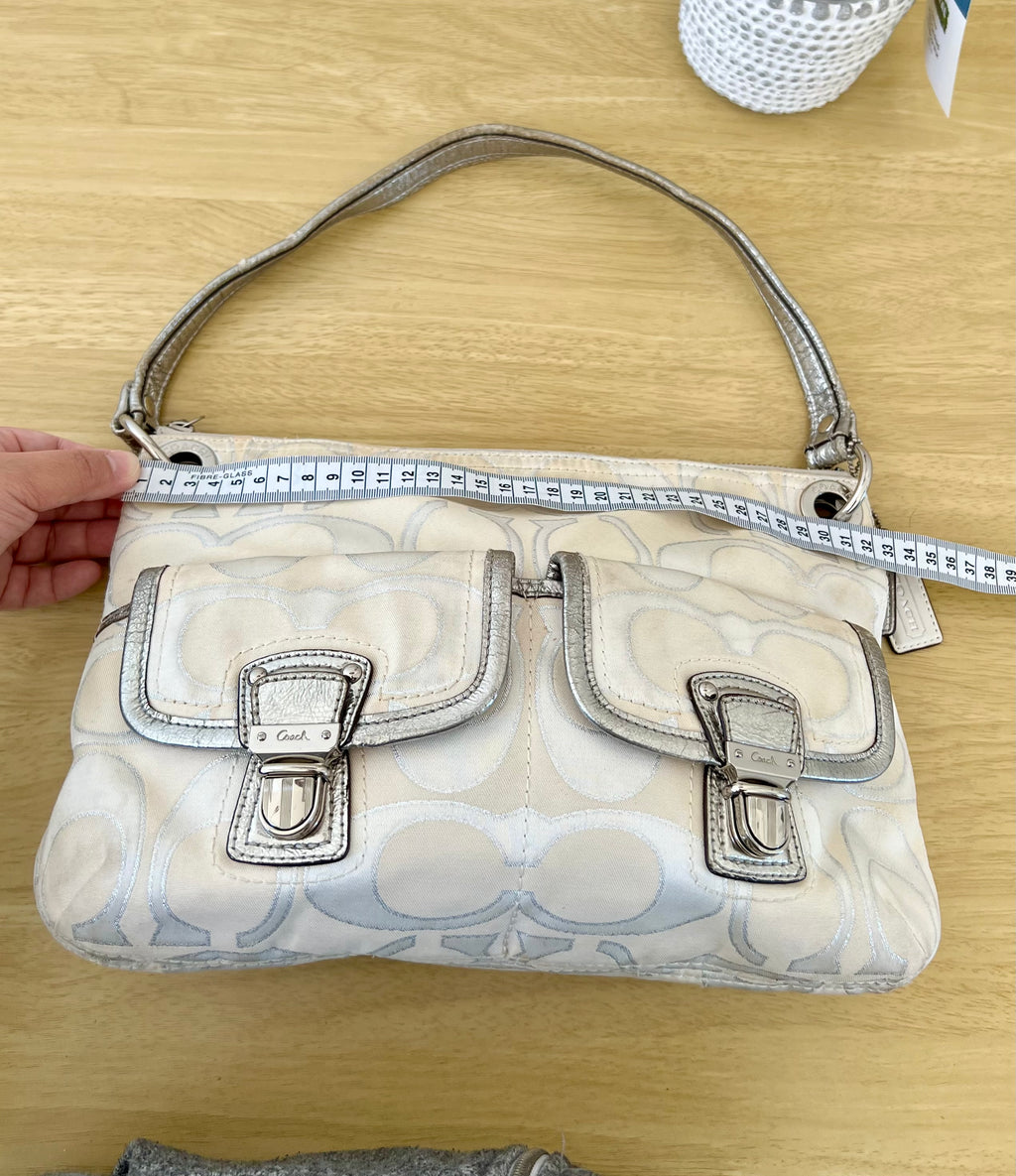 Coach Poppy Signature Double Pocket Shoulder Bag