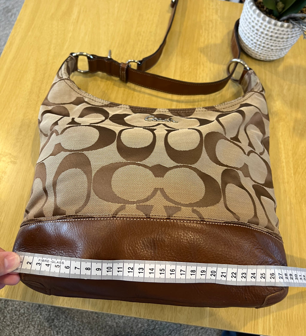 Coach Signature Canvas Hobo Crossbody Bag