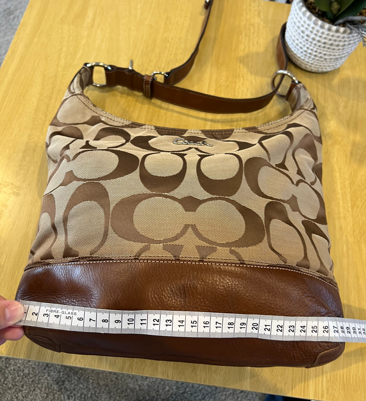 Coach Signature Canvas Hobo Crossbody Bag