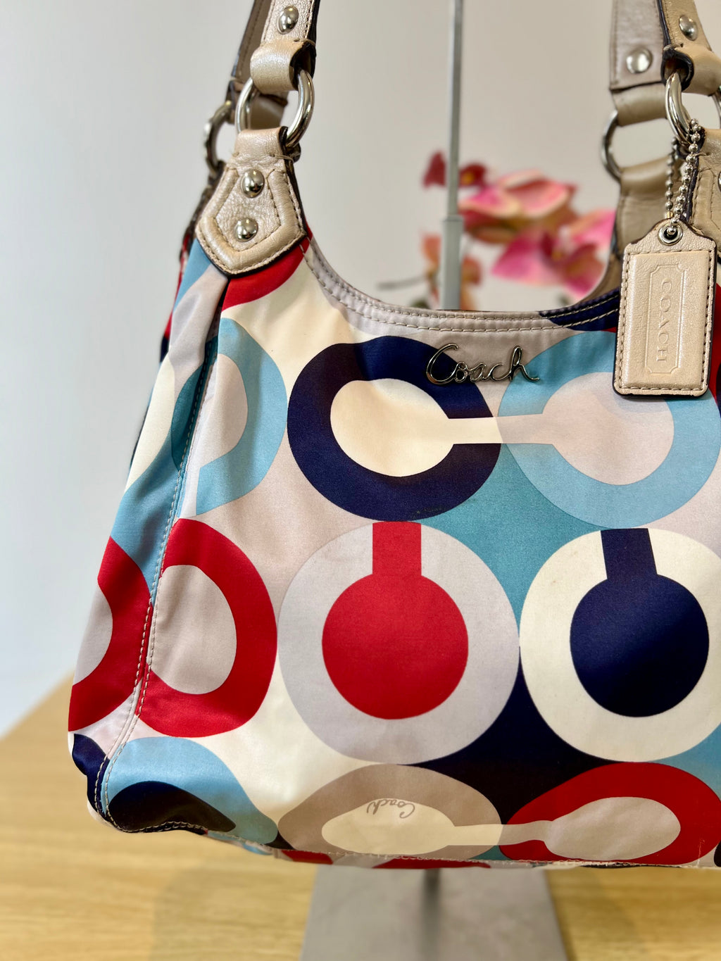 Coach Madison Scarf Graphic Op Art Shoulder Bag