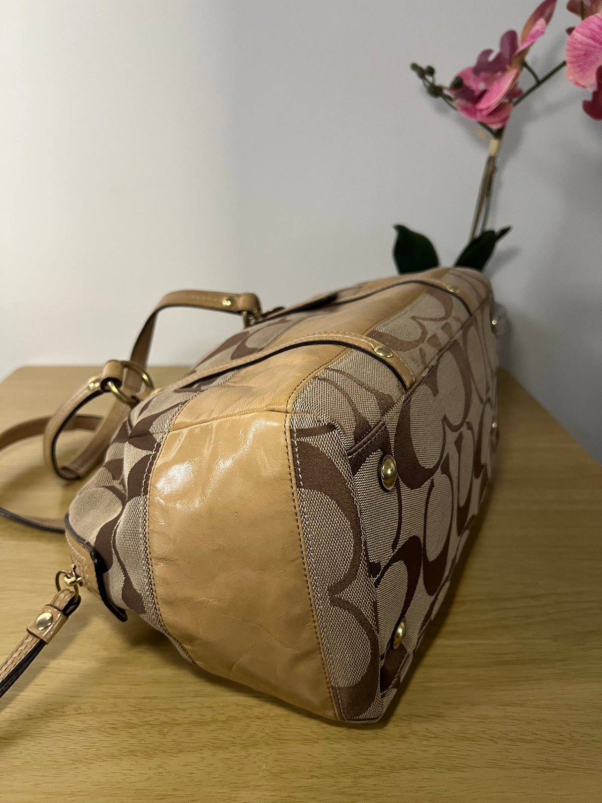 Coach Signature Canvas Satchel Shoulder Bag