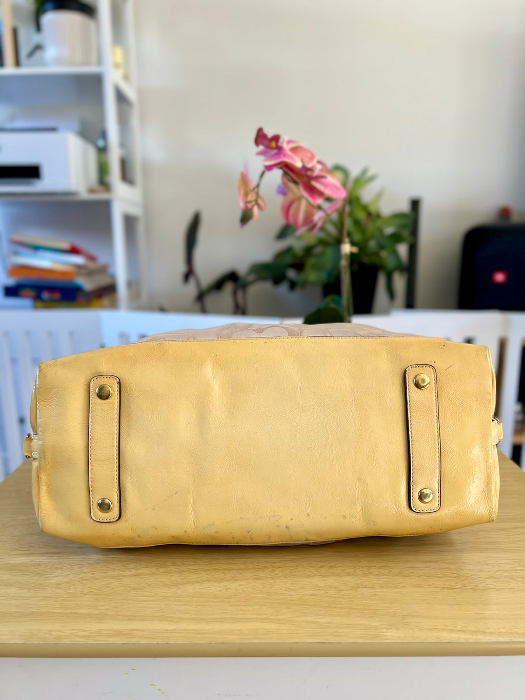 Coach Ashley Signature Canvas with Patent Leather Satchel