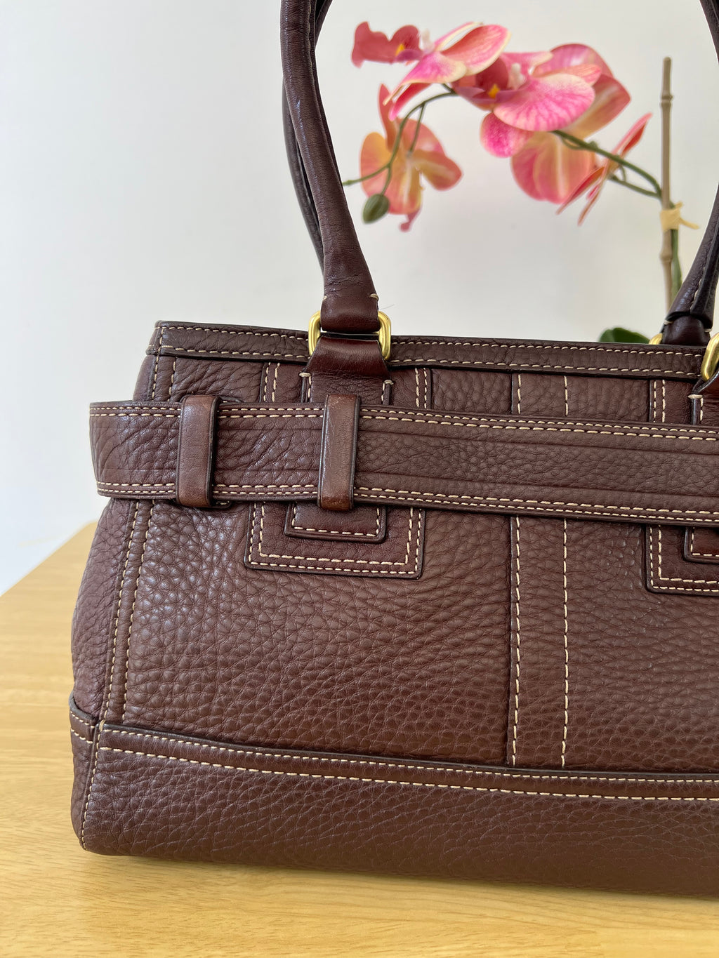 Coach Hamptons Leather Shoulder Bag