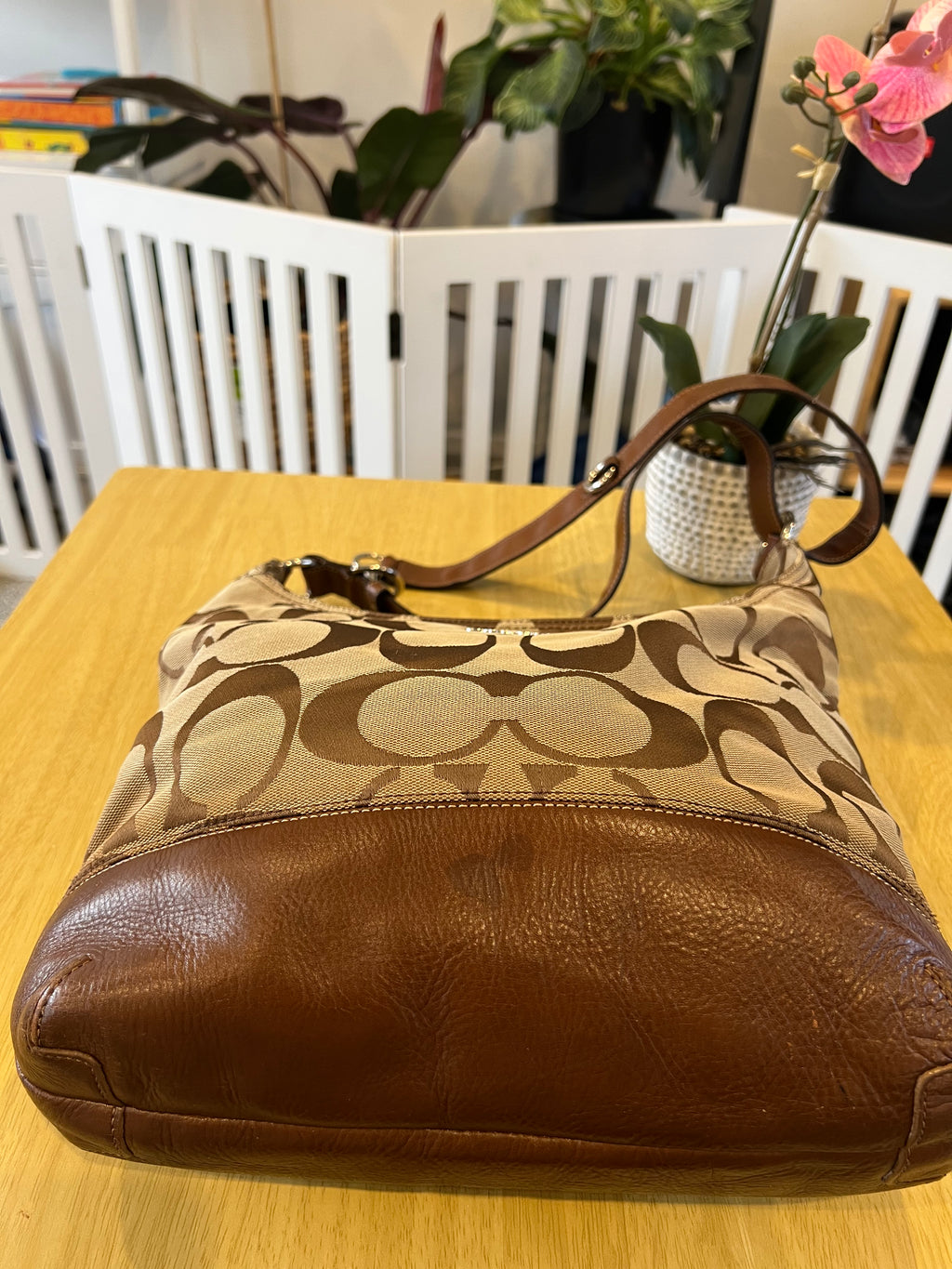 Coach Signature Canvas Hobo Crossbody Bag