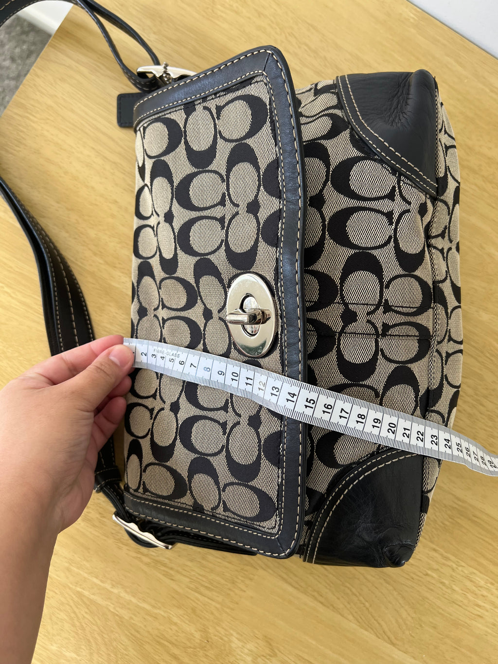 Coach Black and Grey Signature Monogram Two Way Bag