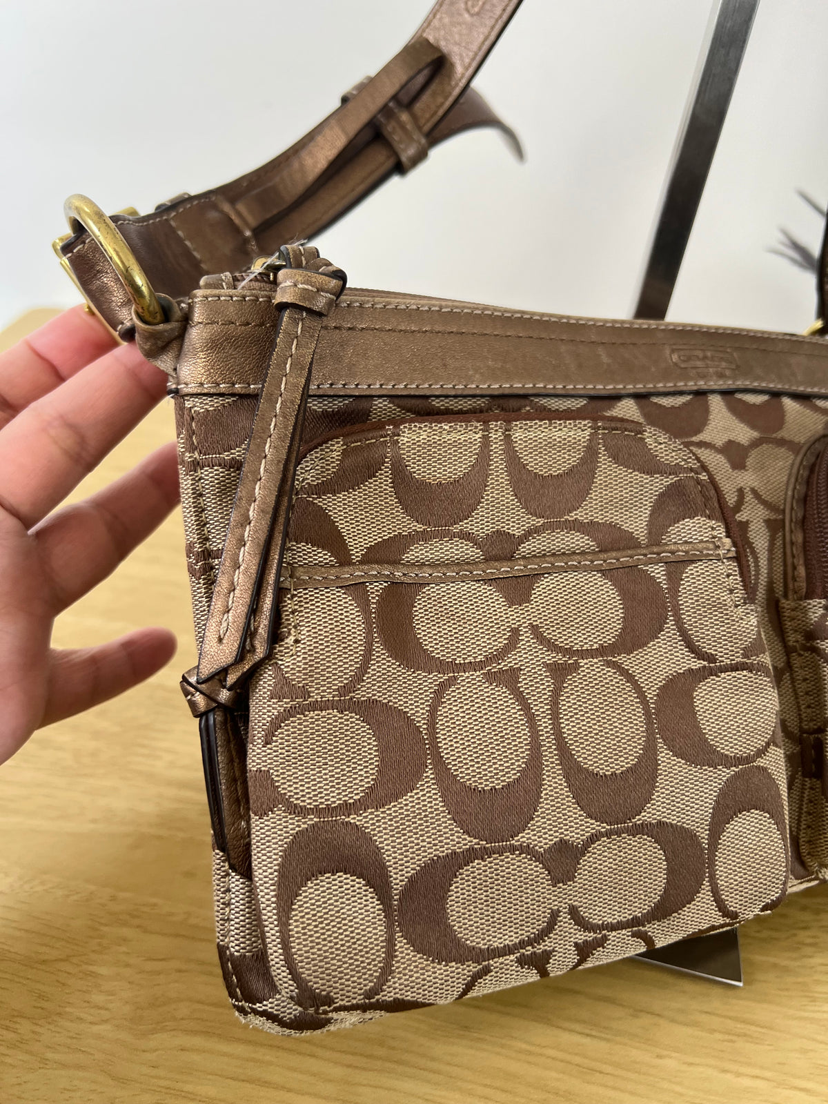 Coach Signature Double-Pocket Shoulder Bag