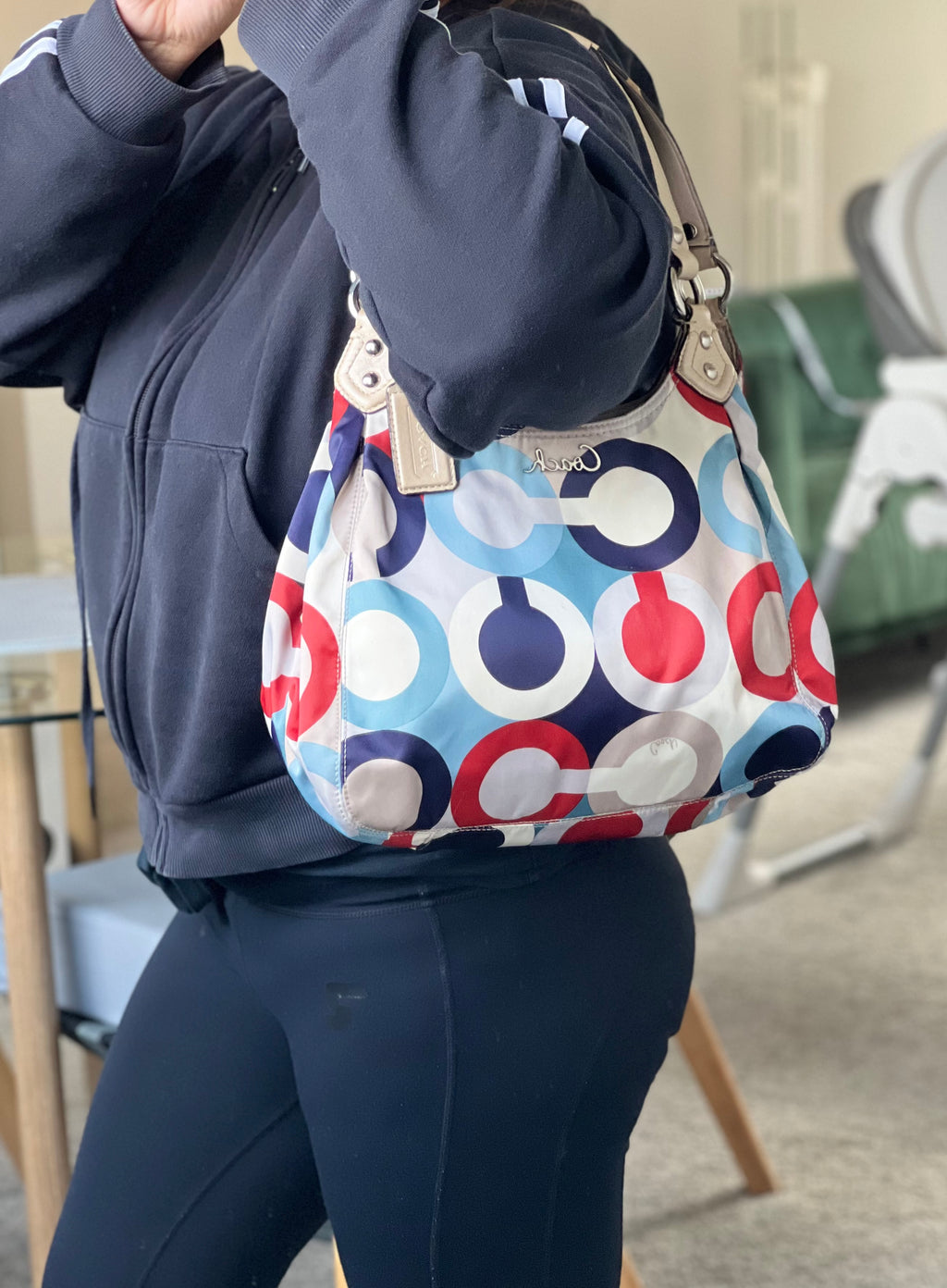 Coach Madison Scarf Graphic Op Art Shoulder Bag