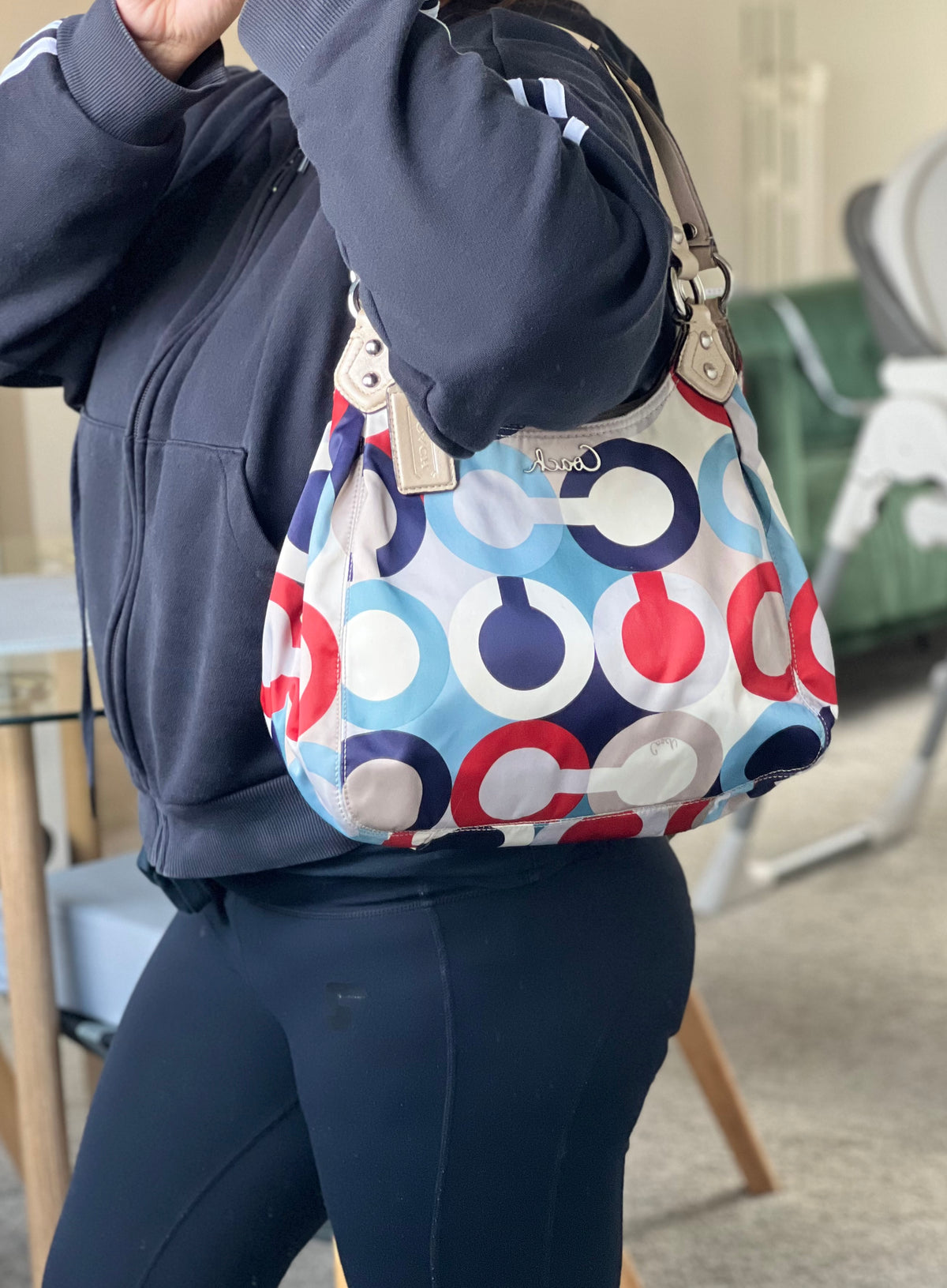 Coach Madison Scarf Graphic Op Art Shoulder Bag