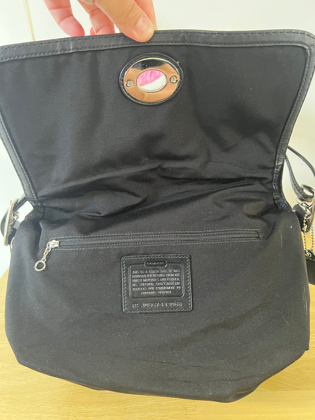 Coach Black and Grey Signature Monogram Two Way Bag