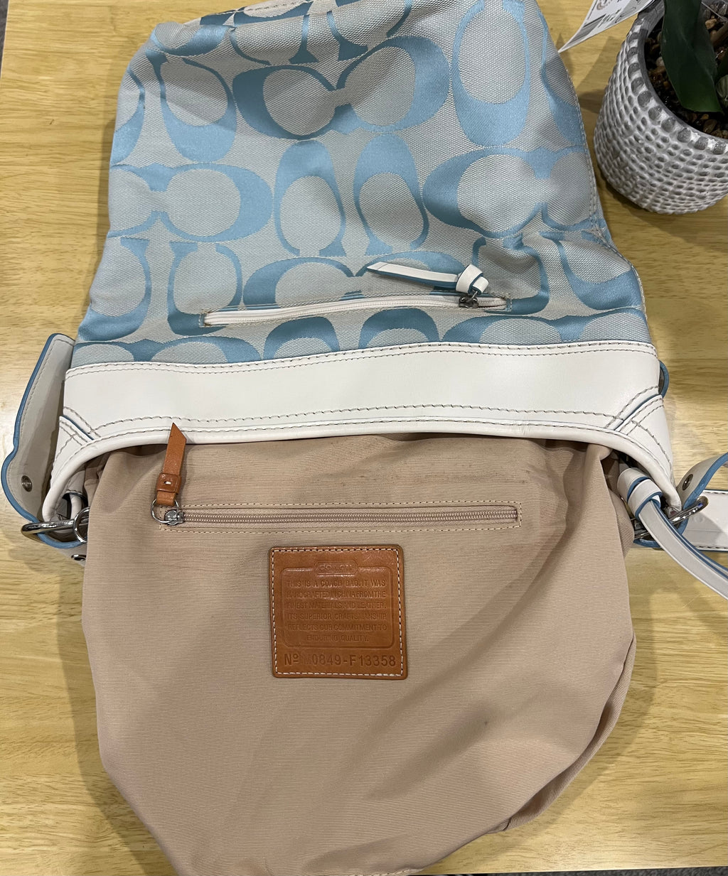 Coach Signature Rare Baby Blue Canvas Bucket Bag
