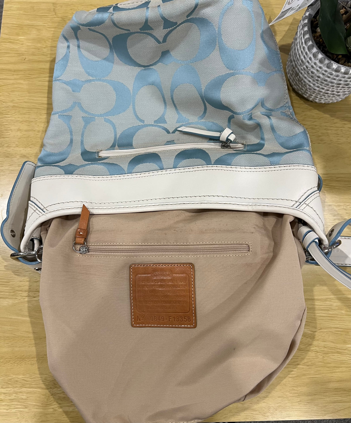 Coach Signature Rare Baby Blue Canvas Bucket Bag