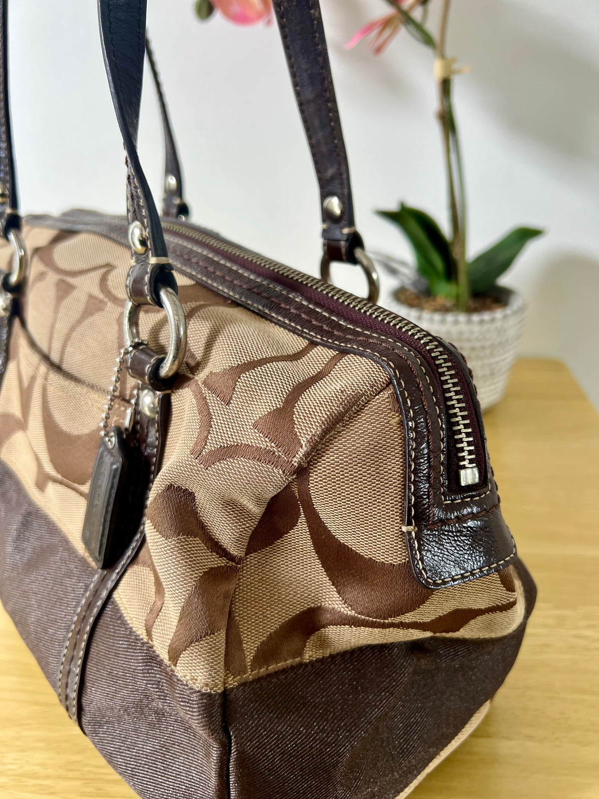Coach Signature Stripe Satchel