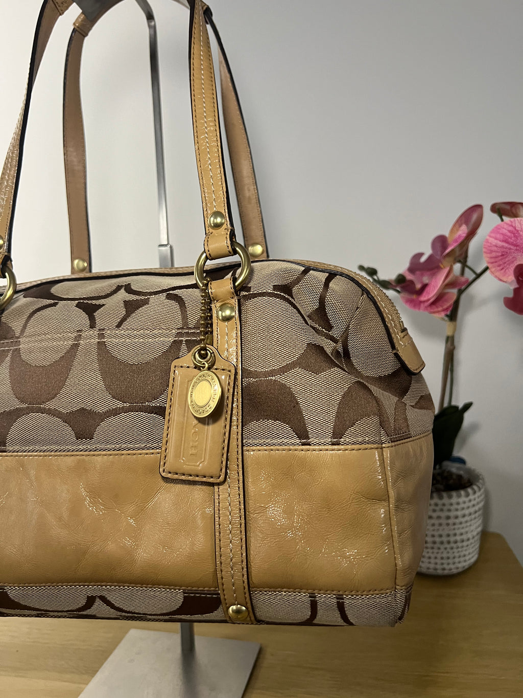 Coach Signature Canvas Satchel Shoulder Bag