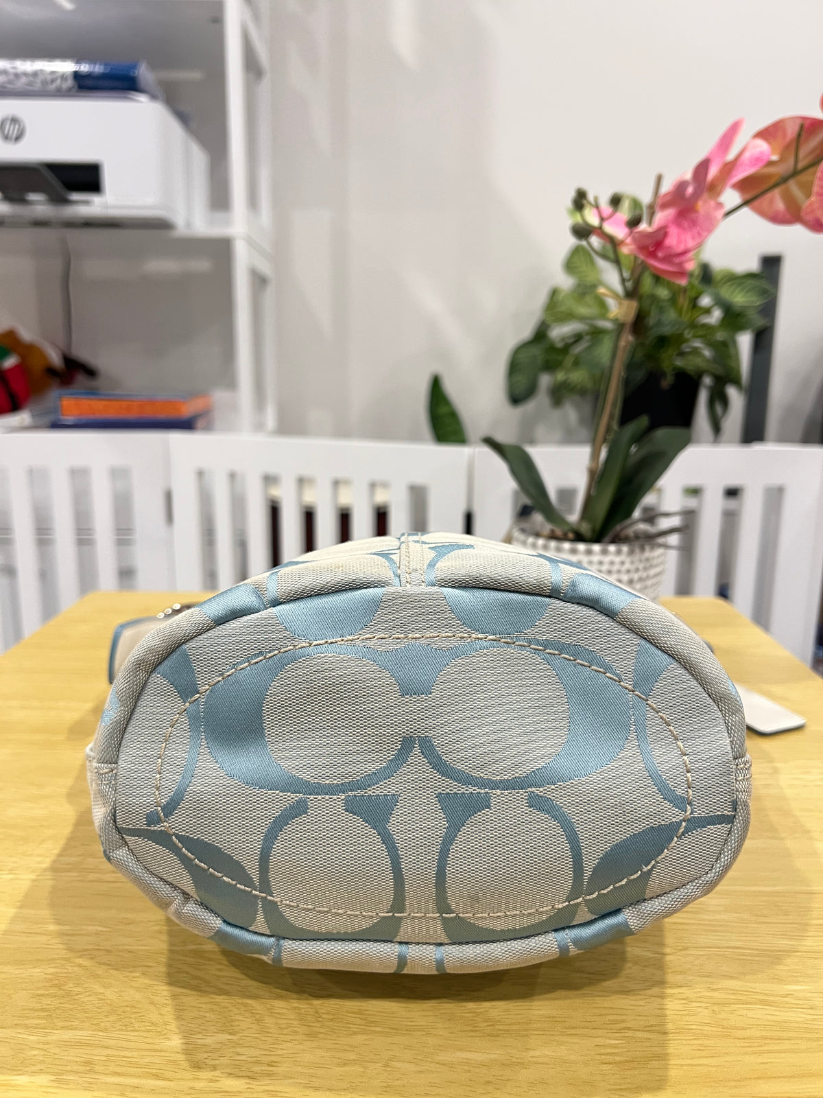 Coach Signature Rare Baby Blue Canvas Bucket Bag