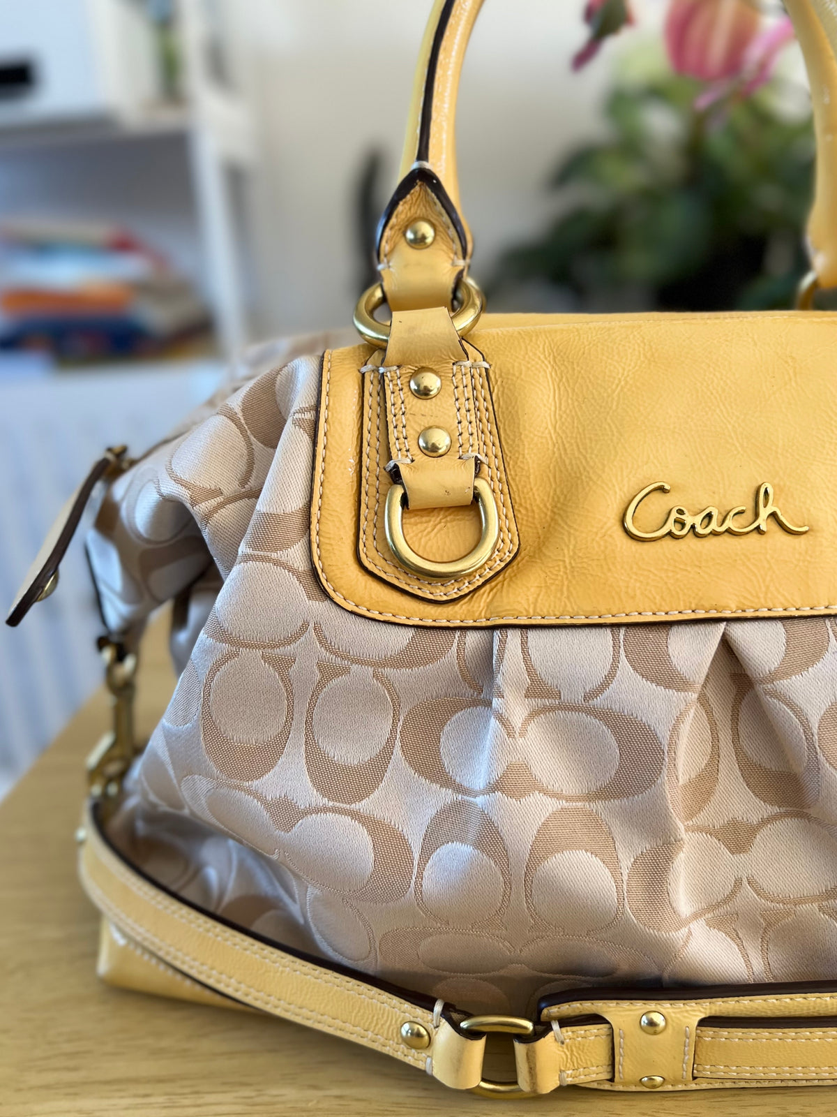 Coach Ashley Signature Canvas with Patent Leather Satchel