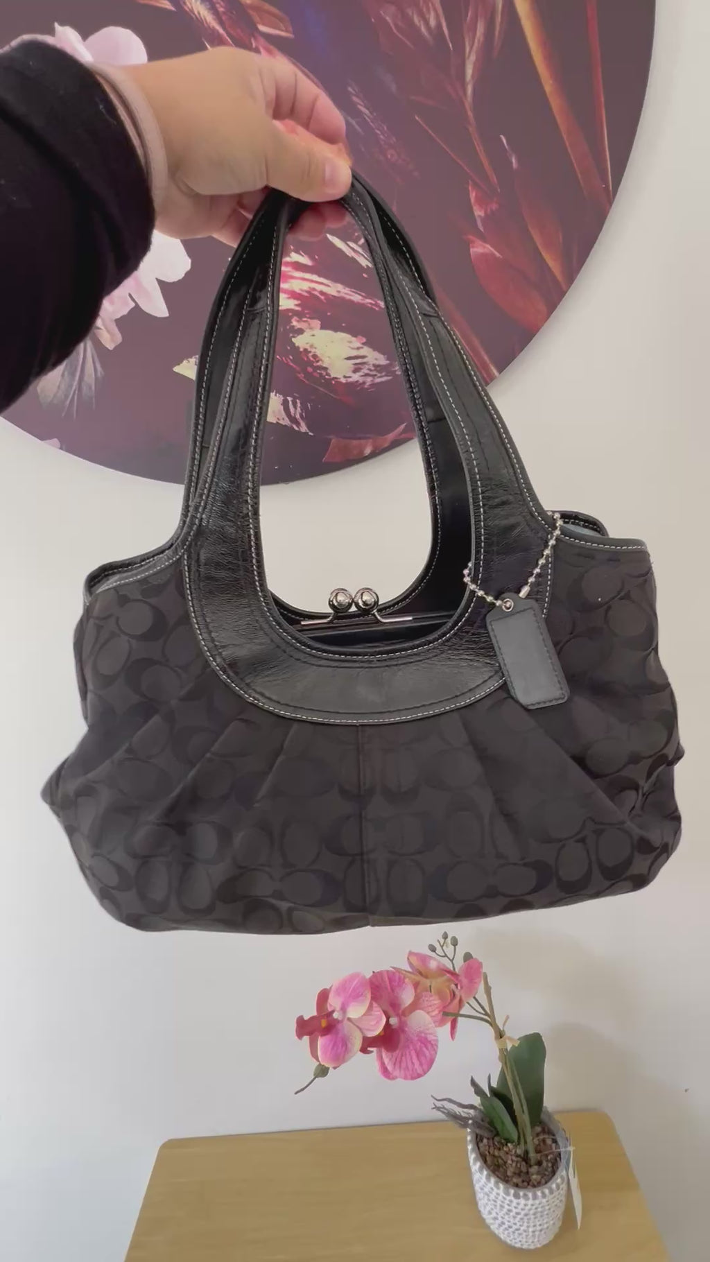 Coach Ergo Kisslock Signature Pleated Bag